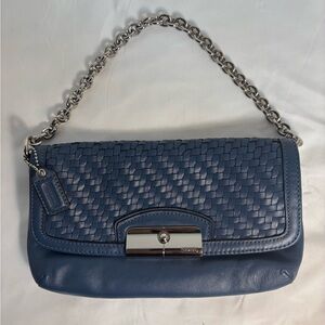 Coach Kristin Blue Woven Leather Shoulder Bag